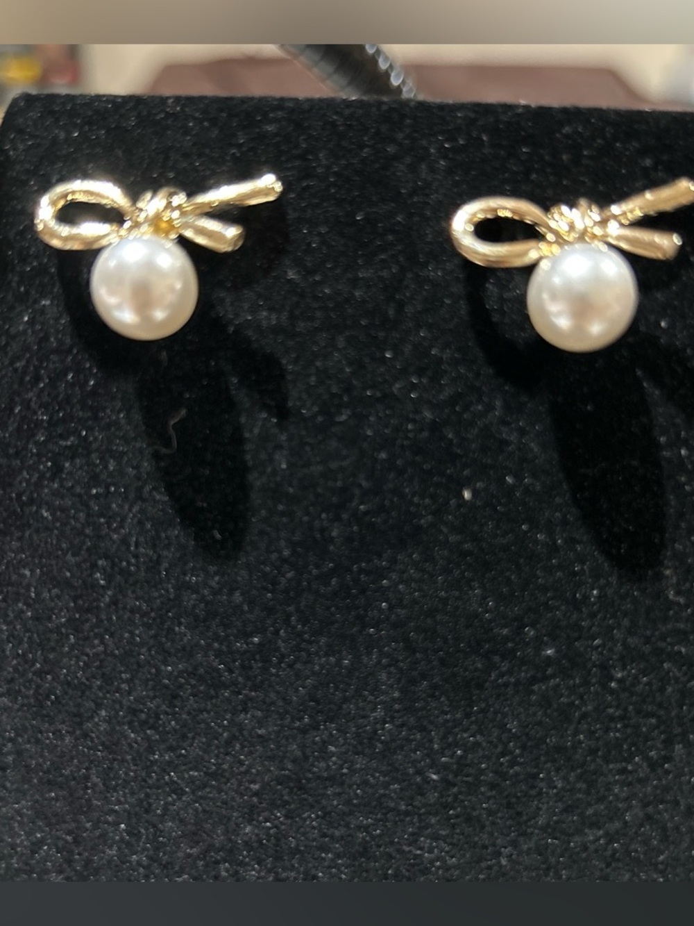 Gold color Bow faux Pearl Stud Earrings - Elegant Women’s Jewelry